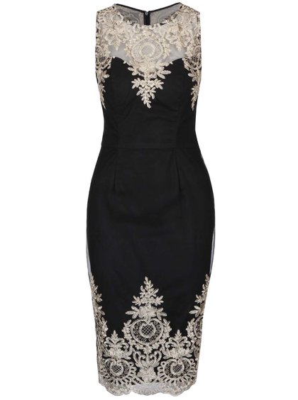 Černé upnuté šaty s krajkovými detaily ChiChi London