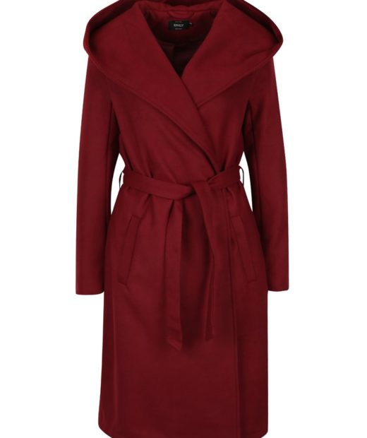 červený dámský kabát ONLY