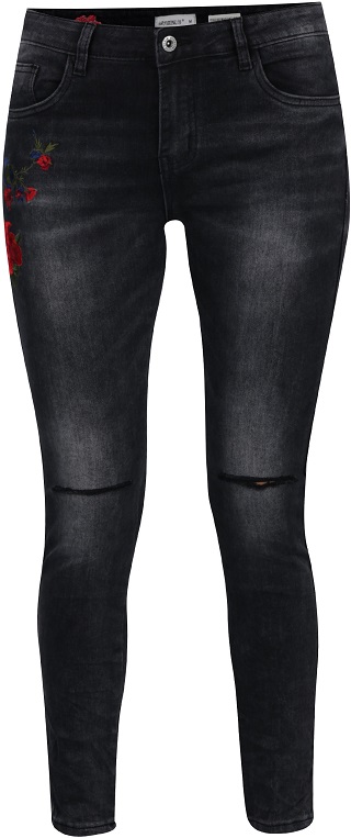 dámské šedé džíny s výšivkou Hailys