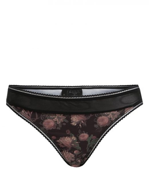 dámské kalhotky květované, černé, s průhlednými detaily Y.A.S.