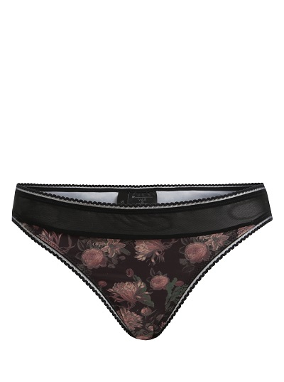 dámské kalhotky květované, černé, s průhlednými detaily Y.A.S.
